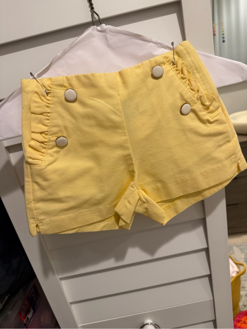 Janie and Jack Pale Yellow High-Waist Button Shorts